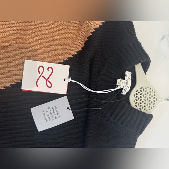 L'Academie Dagan Color Block Crewneck in Black & Camel Sweater